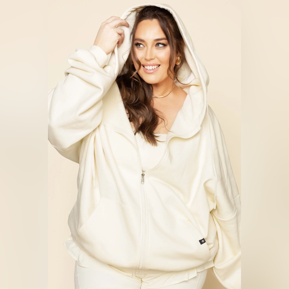 NEW Popflex Active Zip Cloud Hoodie - Ivory L/XL - Picture 1 of 7